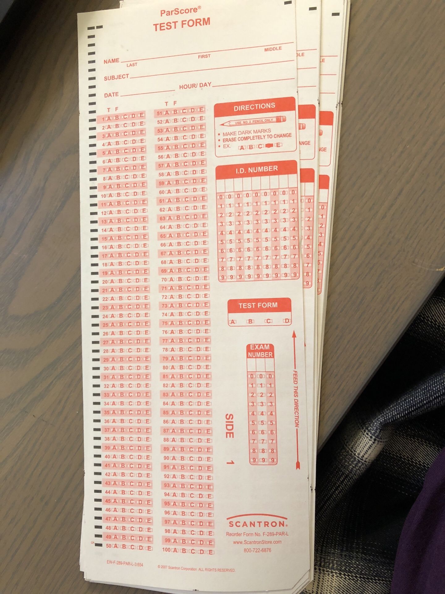 20pieces parscore scantron SDSU