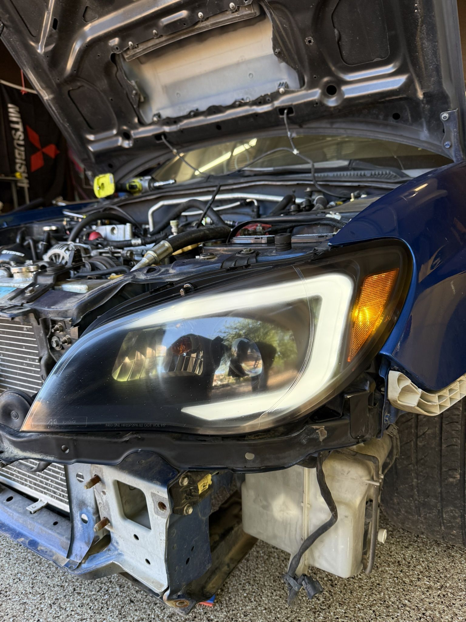 06-07 Subaru WRX STi headlights “C” LED Hawkeye blacked out