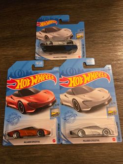 Hot Wheels Lot of 3 Factory Fresh McLaren Speedtail the Silver one in Long and short card
