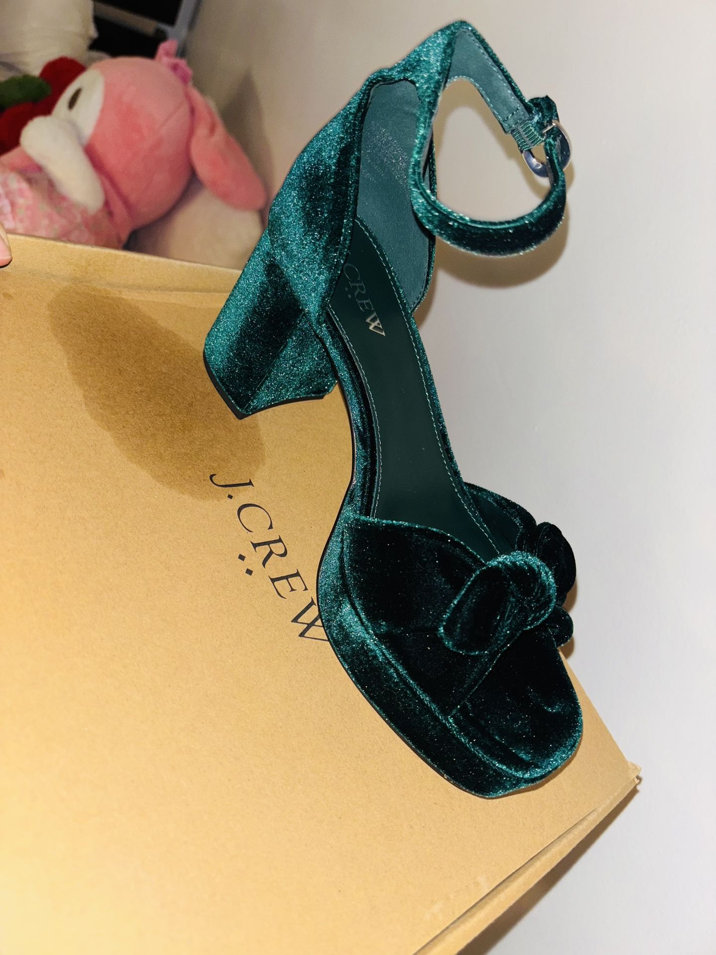 Velvet platform heels