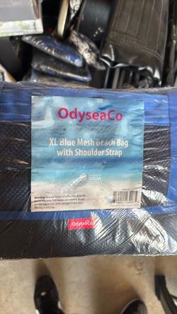 ODYSSEY CO. XL blue mesh beach bag with shoulder straps