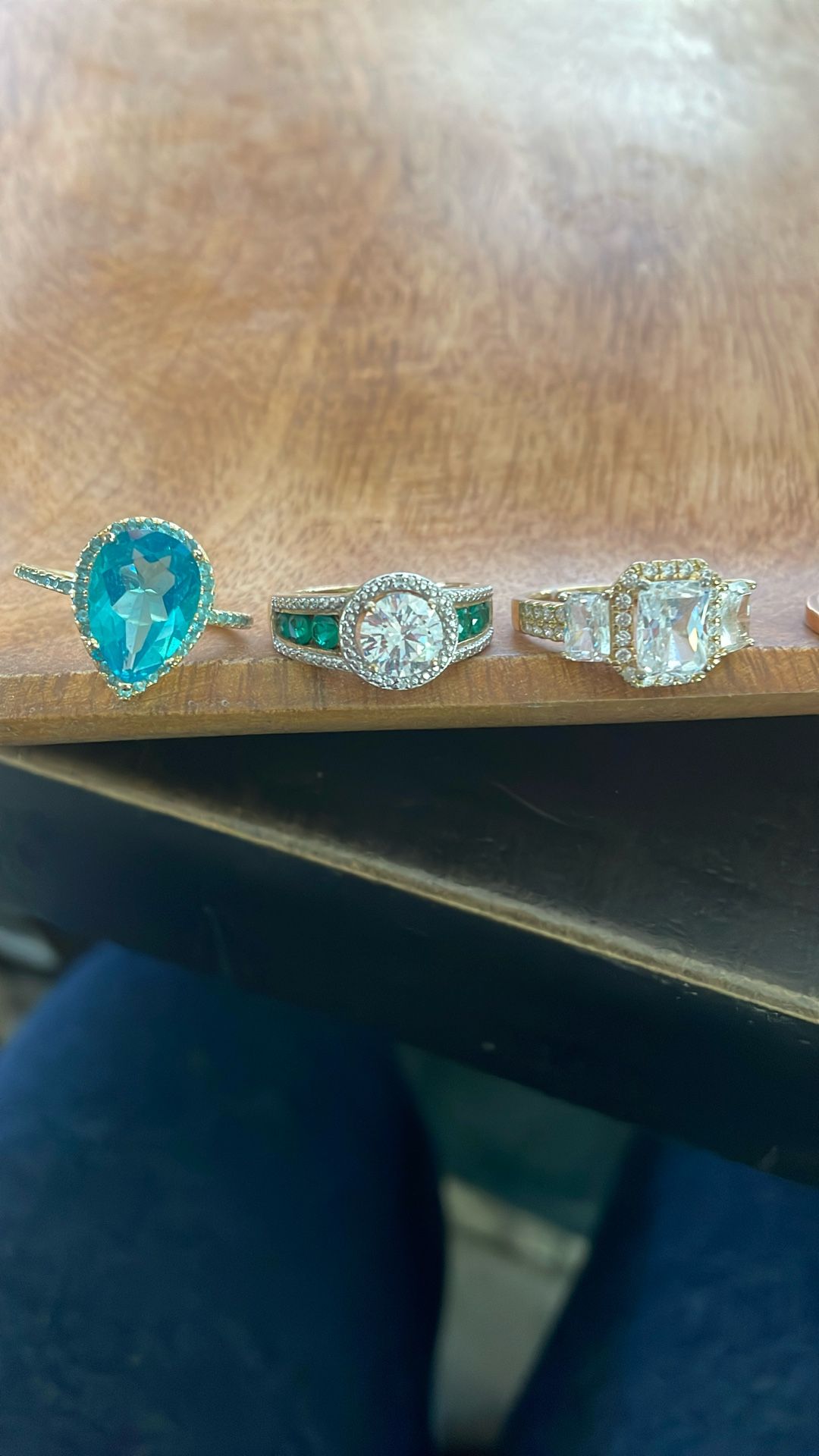6 Classy Gold Colored Rings With Various Stones