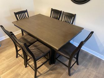 6-Piece Espresso Wood Dining Table Set with Upholstered Chairs