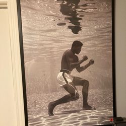 Black & White Framed 24x36 Muhammad Ali Under Water Poster