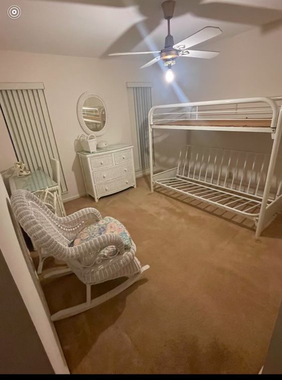 Wicker/Rattan  Futon Bunk Bed Bedroom Set With Matching desk And chair