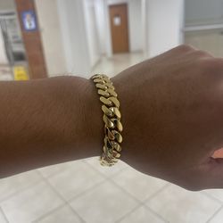 12MM MIAMI CUBAN LINK BRACELET 8” GOLD OVER SILVER