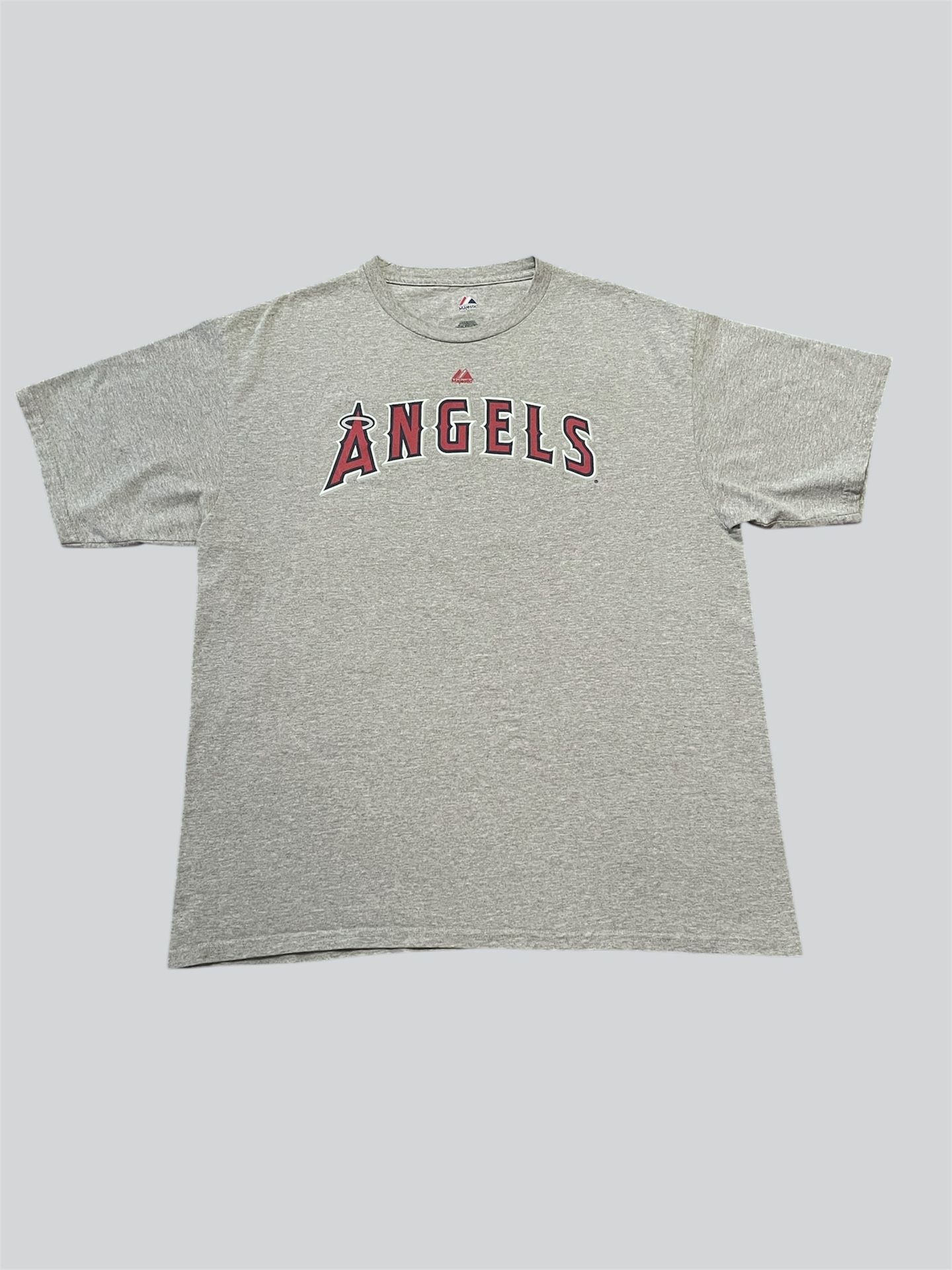 Albert Pujols Anaheim Angels vintage baseball gray jersey style majestic T shirt Size XL