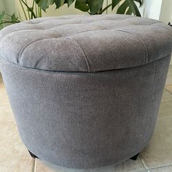 Gray Upholstered Ottoman with Storage
