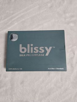 Blissy 100% mulberry silk standard pillowcase ash blue