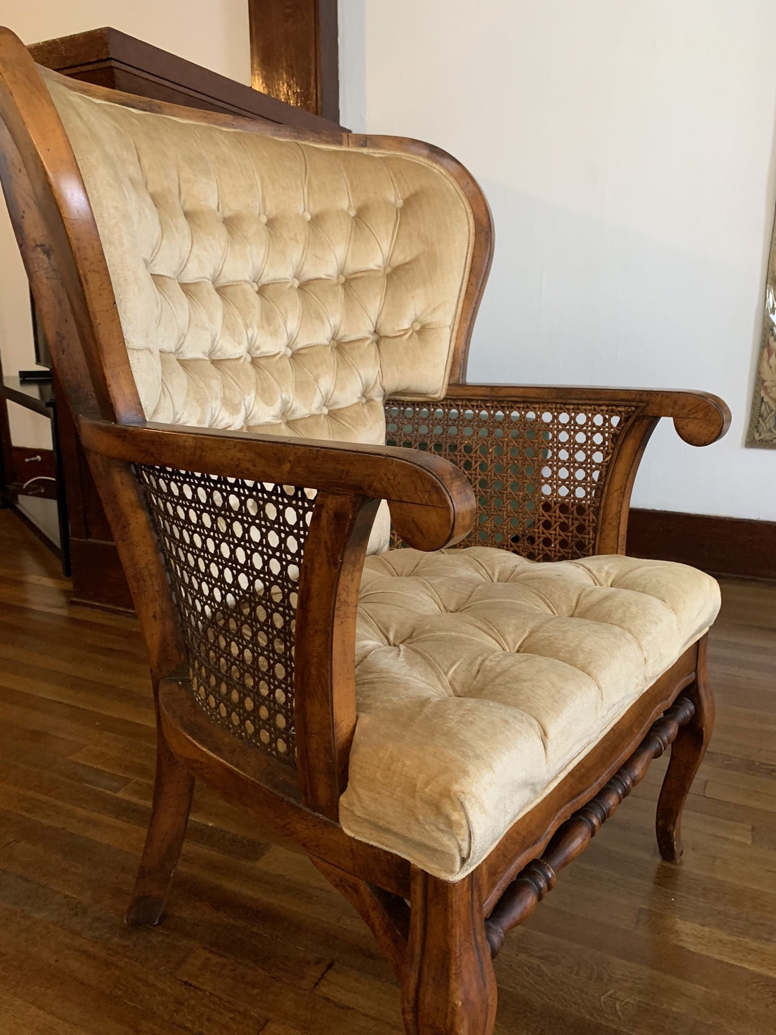 Beautiful Vintage Cane Wingback Chair
