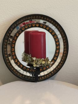 1 Round Candle Holder And Mirror 