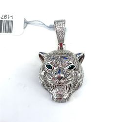 Sterling Silver Pendant | Jaguar Design, CZ