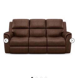 Flexsteel Henry Power Reclining Sofa with Power Headrest and Lumbar in Hickory