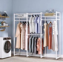 White metal closet with shelves