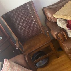 Wood And Leather Chair 