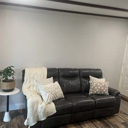 Grey Leather Recliner Sofa