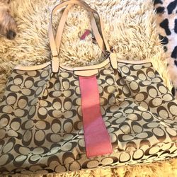 Coach Pink & Beige Shoulder Bag