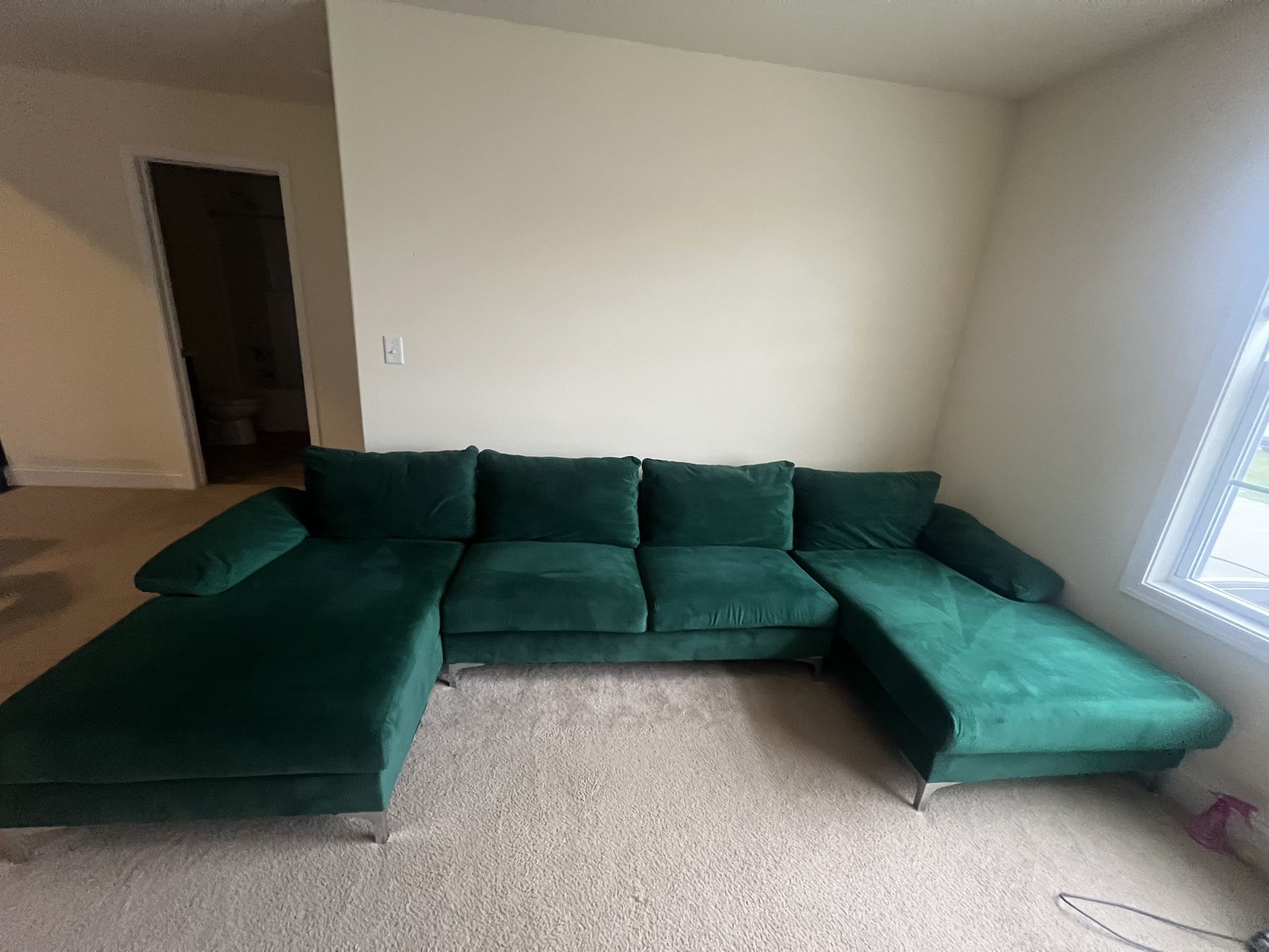 Large Velvet Green Couch