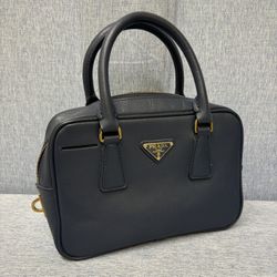PRADA BLUE SAFFIANO PROMENADE MEDIUM BAG