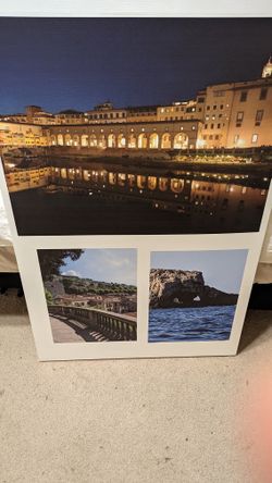Canvas Picture Of The Ponte Vecchia In Florence, A Picture Of Cortona's Landscape And A Sicily Picture.