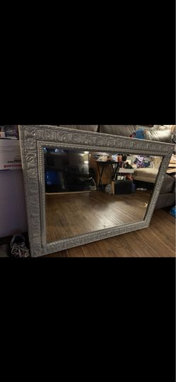 Wall mirror like new 43 wide 32 inches tall great for any wall wood frames freshly painted light gray  45
