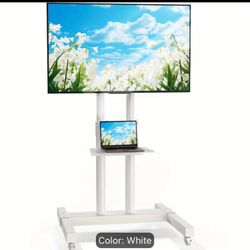 Mobile TV Cart for 32-83 Inch Screens up to 110 lbs, Height Adjustable Rolling TV Stand with Locking