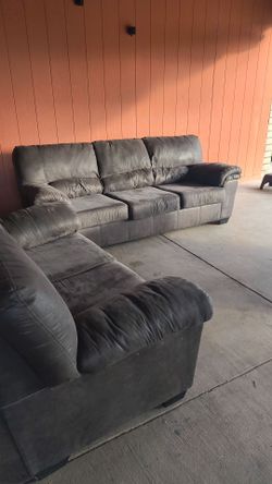 Gray Microfiber Sofa and Loveseat Set