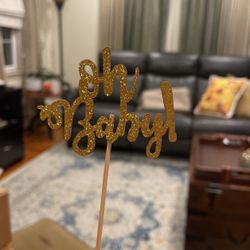 Oh Baby Gold Cup Cake Toppers 