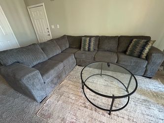 Gray Fabric L-Shaped Sectional Sofa