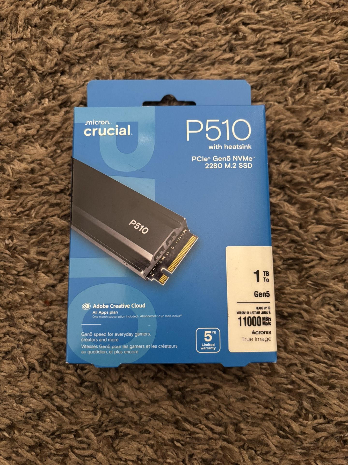 New Crucial P510 1TB Gen5 NVMe SSD with Heatsink. Shoot Me Offer!