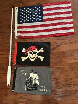 41” ROD BUTT FLAG STAFF and 3 Flags