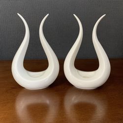 Vintage Porcelain Lyre Lenox Collection Candle Holders