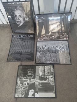 Set of 5 Framed Black and White Posters