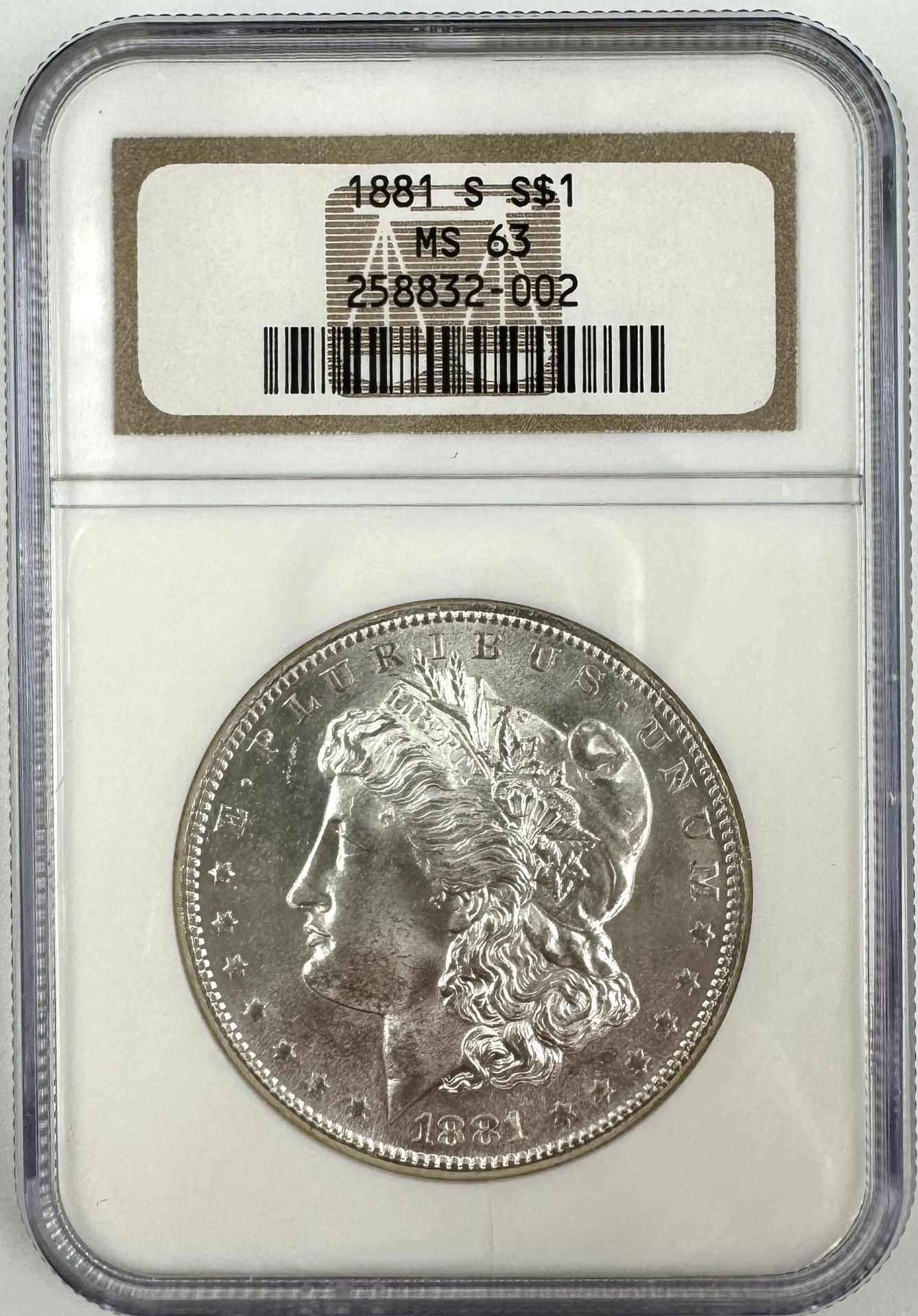 1881 S Morgan Silver Dollar NGC MS63 Graded 