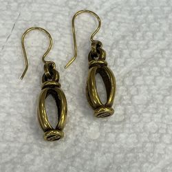MMA Vintage Yellow Gold 3D Dangle Drop Earrings 