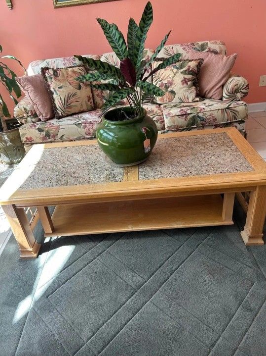 Crate and Barrel Granite Marble Table Coffee Table