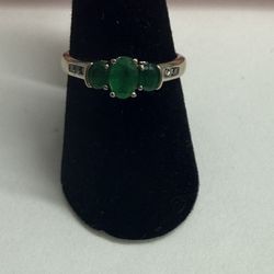 14k Emerald & Diamond Wms Ring