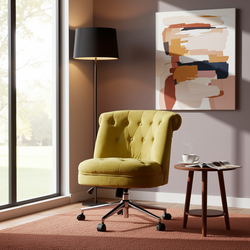 Homy Casa Jaren Velvet Yellow Elegant Upholstery Office Chairs Multi Scene Comfort Seating Open Box