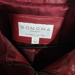 Red Sonoma Life+Style lambskin leather jacket.