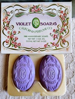 NIB Decorative Soap Bars - Vintage Avon 1980 Anniversary Violet Soaps California Perfume Co Purple Bars NIB