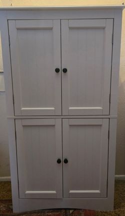White Wood Storage Cabinet with Four Doors
