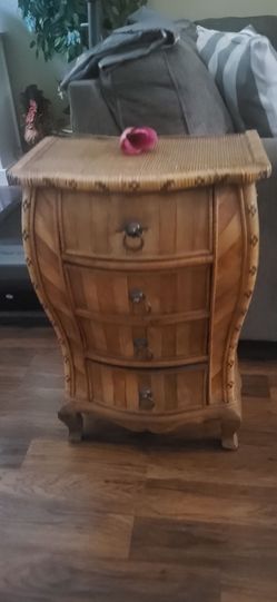 Beautiful Rattan 4 Draw Dresser  from Ikea it Measures  19 x 14 x 29 Tall,