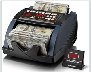 Money Counter with Value Count, UV/MG/IR/MT/DD Counterfeit Bill Detection for USD EUR with Count/Add/Batch/Auto/Manual Modes, Cash Counter with Extern