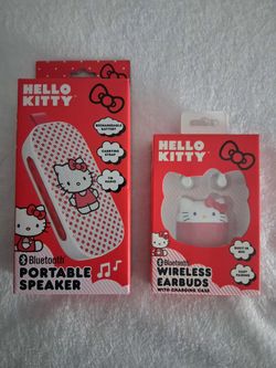 New Hello Kitty Bluetooth Speaker and Earpods Bundle