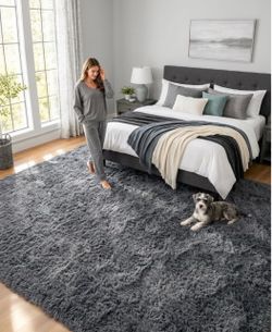 5' x 7' Shaggy Area Rug-Carpet for Kids, Dorms, Nursery, Home Decor-Washable/Gray/Brand New
