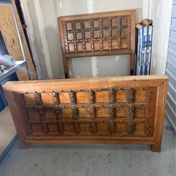 Queen high end solid wood brass studs heavy ned frame