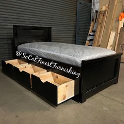 Twin Bed And Mattress With Drawers 
