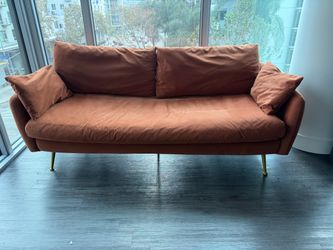 Albany Park | Park Sofa Rust Velvet Gold Legs