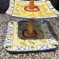 Beautiful Ceramic 2 Tier Multicolor Fruit 🍉 & Veggie Caddie