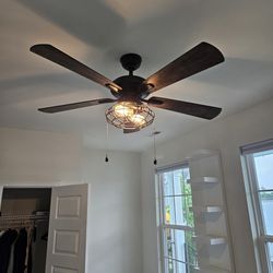 Ceiling Fan 52" With Cage Lighting w/Edison Bulbs